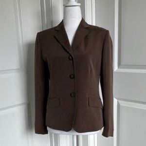 JONES NEW YORK SUIT JACKET 100% SILK BROWN - SIZE 6 PETITE